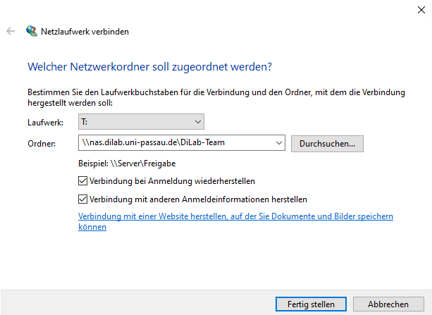 Netzlaufwerk verbinden