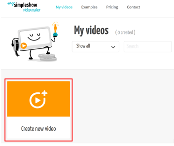 Button "Create new Video" für ein neues Video auswählen 